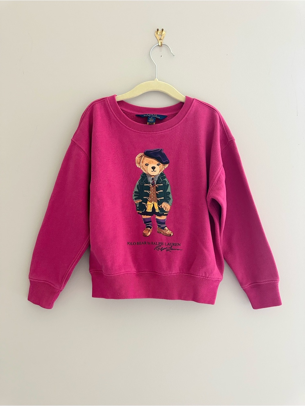 Polo Ralph Lauren Girls Polo Bear Fleece Sweatshirt, Size 5, Bright Pink